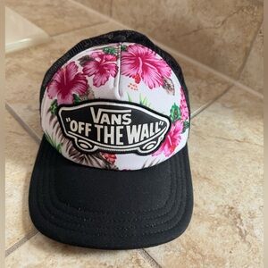 Vans Floral Trucker Hat in Black, White & Pink